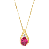 Created Ruby & Diamond Set Necklace in 9ct Yellow Gold Bevilles Jewellers 