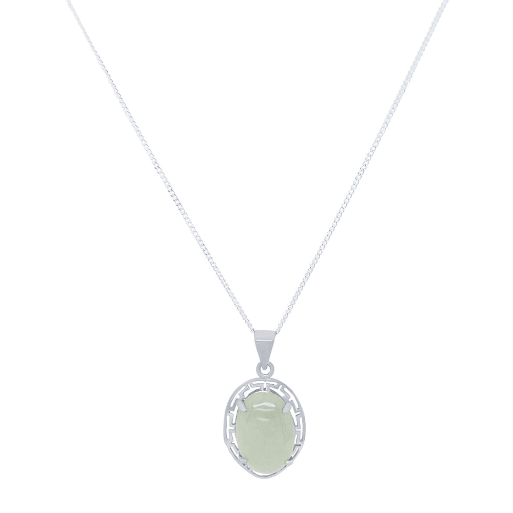 Jade Oval Necklace in Sterling Silver Pendants Bevilles 