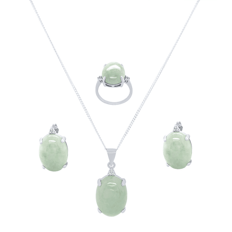 Sterling Silver Diamond Set Jade Jewellery Set Jewellery Sets Bevilles Jewellers 