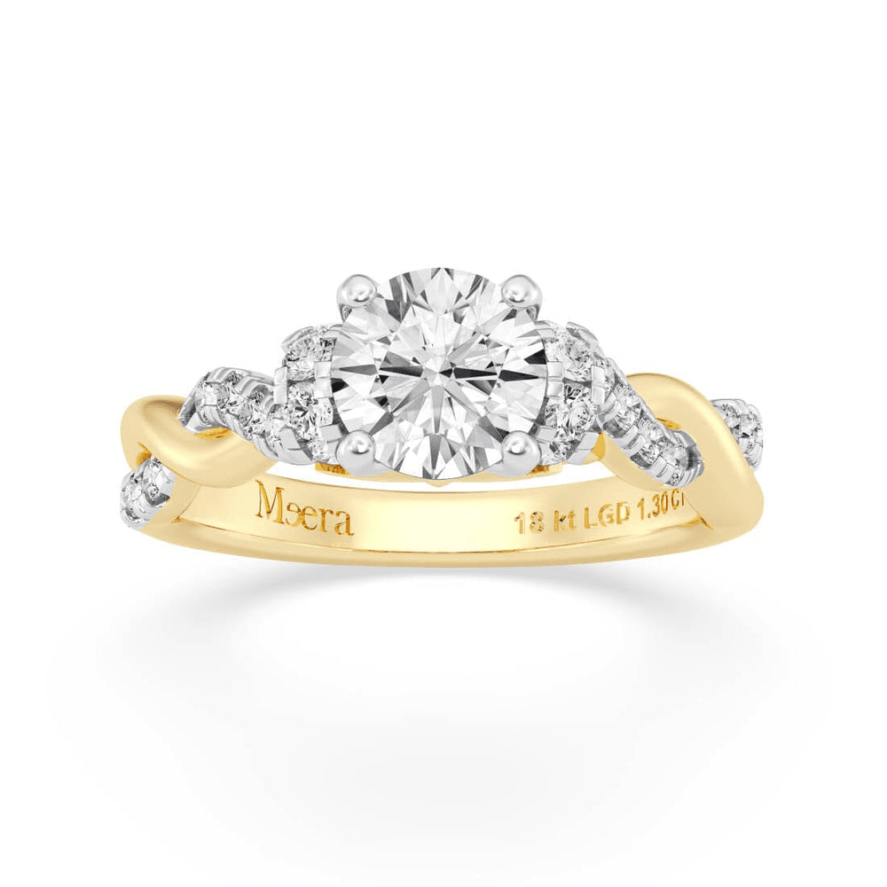 Meera Plait Shoulder Ring with 1.30tw of Laboratory-Grown Diamonds in 18kt Yellow Gold Rings Bevilles 