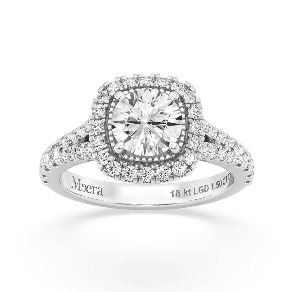 Meera Halo Ring with 1.50tw of Laboratory-Grown Diamonds in 18kt White Gold Rings Bevilles 