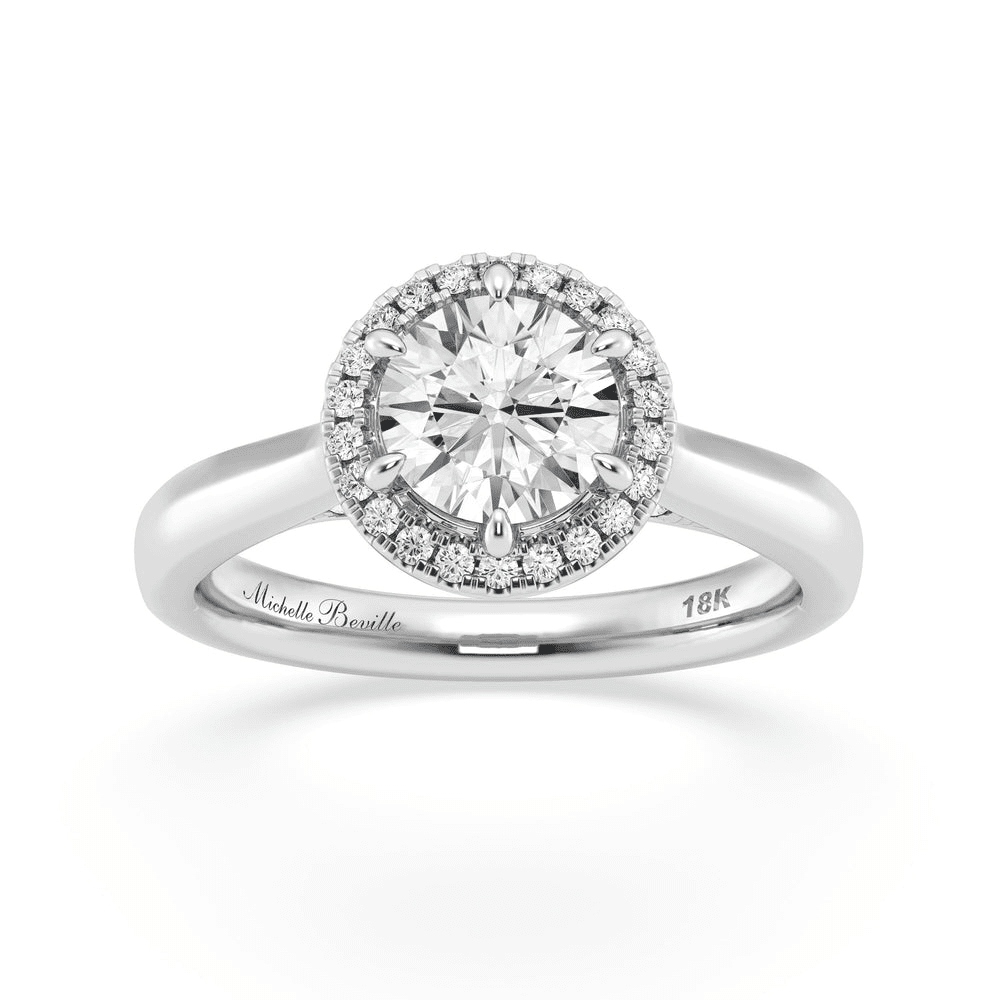Love by Michelle Beville Halo Solitaire Ring with 1.20tw of Laboratory-Grown Diamonds in 18kt White Gold Rings Bevilles 