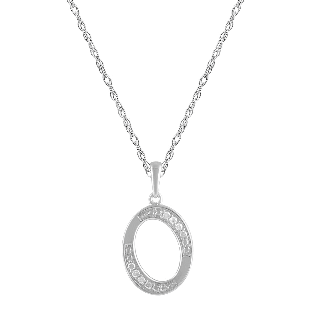 Diamond Initial E Necklace in Sterling Silver Pendants Bevilles 