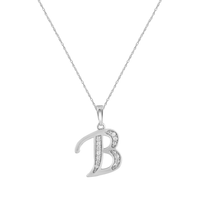 Diamond Initial B Necklace in Sterling Silver Pendants Bevilles 