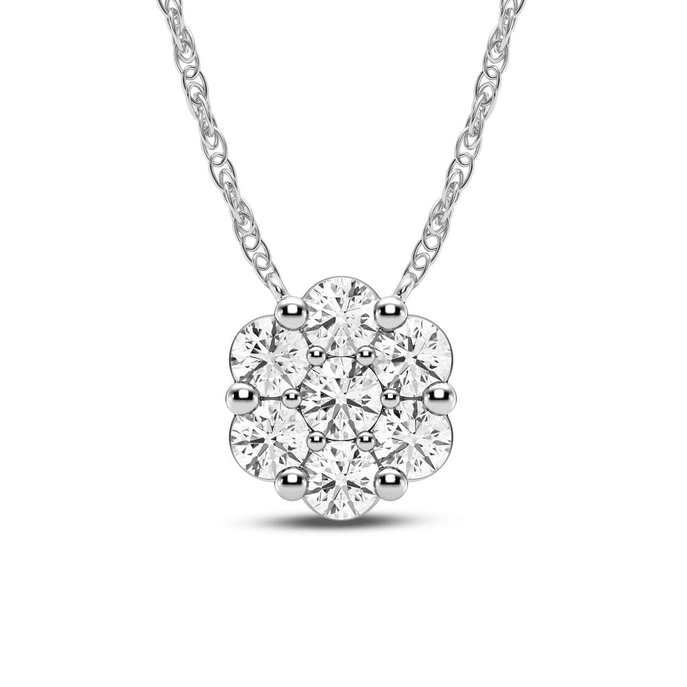 Meera Flower Necklace with 0.50tw of Laboratory-Grown Diamonds in 9kt White Gold Pendants Bevilles 