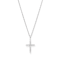 45cm Diamond Set Cross Necklace in Sterling Silver Pendants Bevilles 