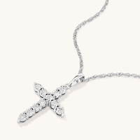 45cm Diamond Set Cross Necklace in Sterling Silver Pendants Bevilles 