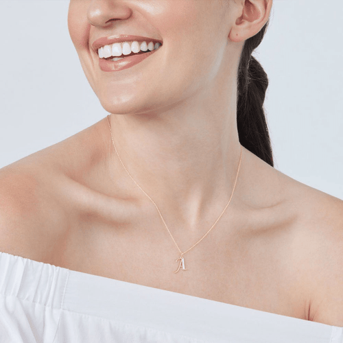 Diamond Set Initial Pendant in 9ct Yellow Gold - Most Initials Available Bevilles Jewellers 