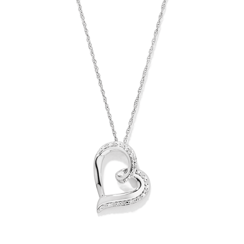 45cm Heart Necklace with 0.08tw of Diamonds in Sterling Silver Pendants Bevilles 