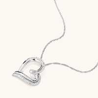 45cm Heart Necklace with 0.08tw of Diamonds in Sterling Silver Pendants Bevilles 