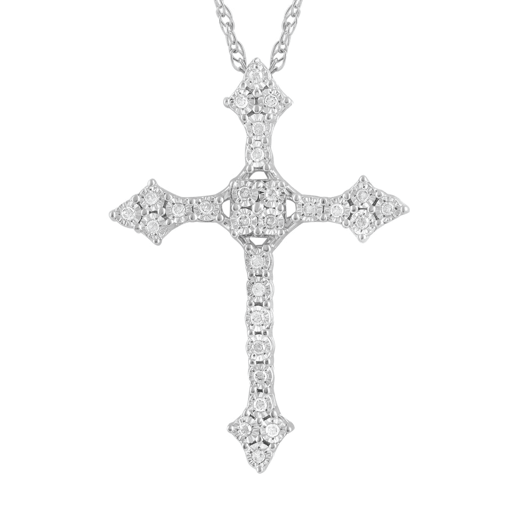 Brilliant Miracle Cross Necklace with 0.10ct Diamonds in Sterling Silver Bevilles Jewellers 