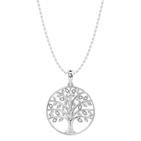 Diamond Set Tree of Life Necklace in Sterling Silver Bevilles Jewellers 
