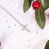 Diamond Cross Necklace in Sterling Silver. Bevilles Jewellers 