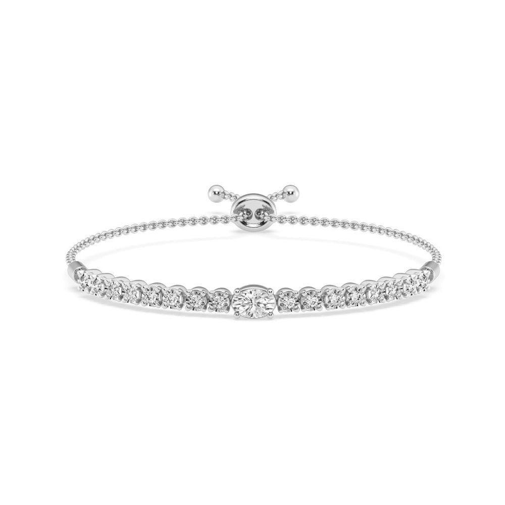 Mirage Bolo Bracelet with 1.00tw of Laboratory-Grown Diamonds in Sterling Silver and Platinum Bracelets Bevilles 