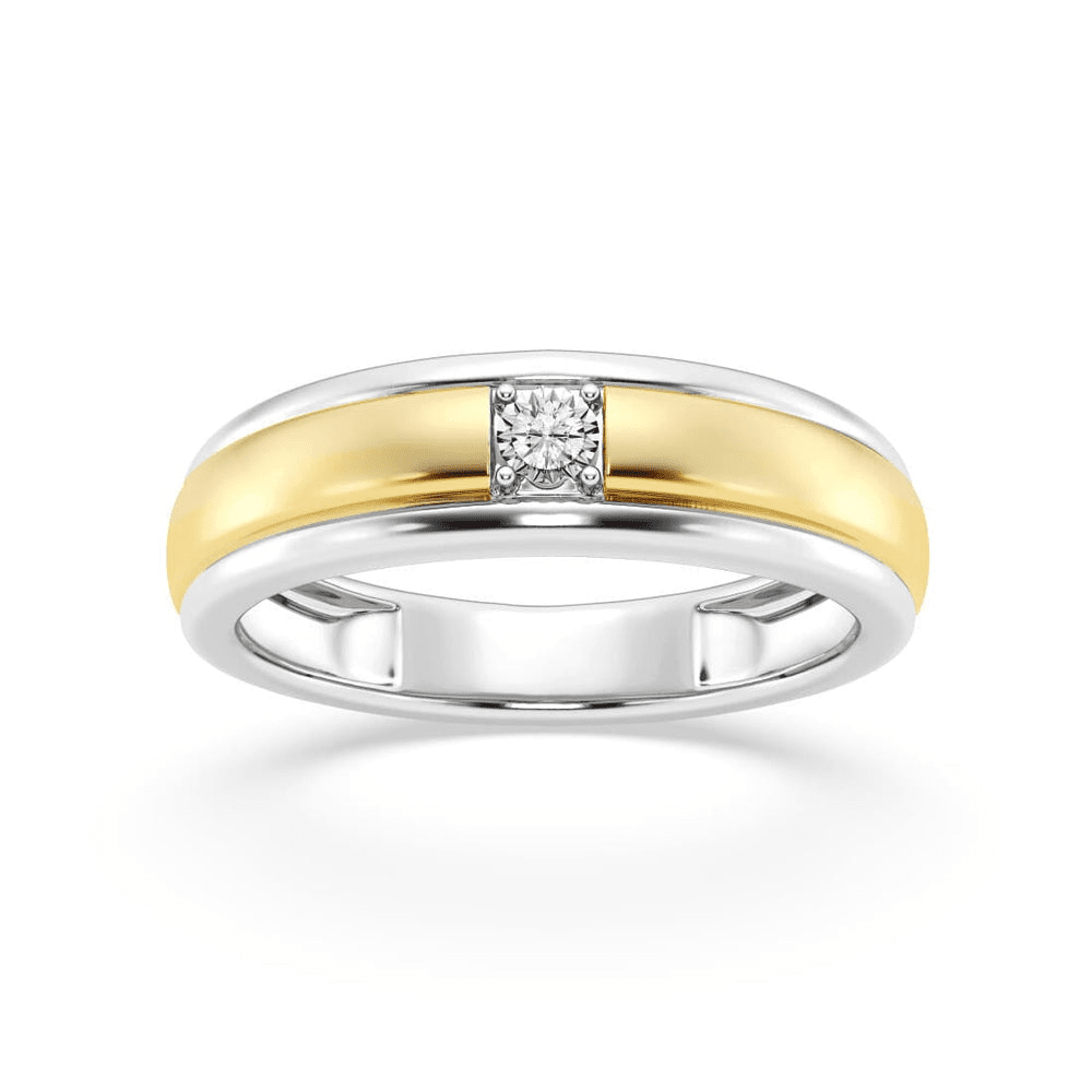 Men's Ring with 0.05ct of Diamonds in 9kt Yellow Gold and Sterling Silver Accents Rings Bevilles 