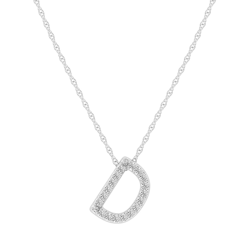 Diamond Initial D Slider Necklace in Sterling Silver Pendants Bevilles 