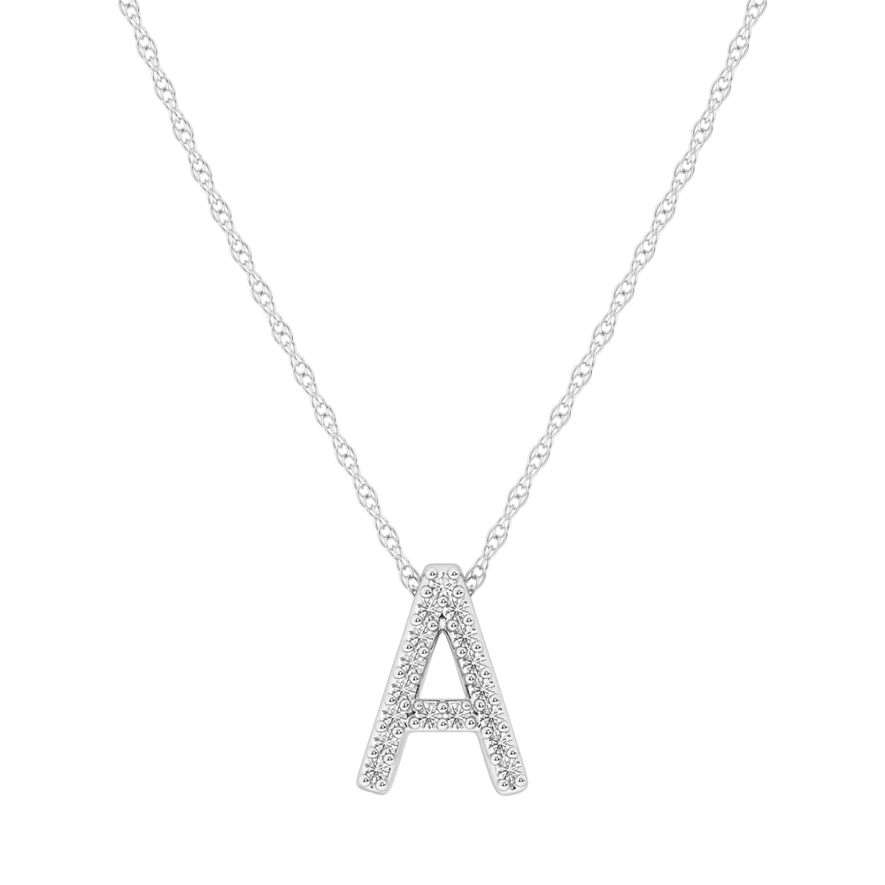 Diamond Initial A Slider Necklace in Sterling Silver Pendants Bevilles 
