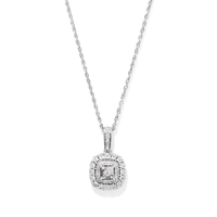 45cm Square Shape Double Halo Pendant Necklace with 0.16tw of Diamonds in Sterling Silver Pendants Bevilles 
