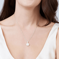 45cm Square Shape Double Halo Pendant Necklace with 0.16tw of Diamonds in Sterling Silver Pendants Bevilles 