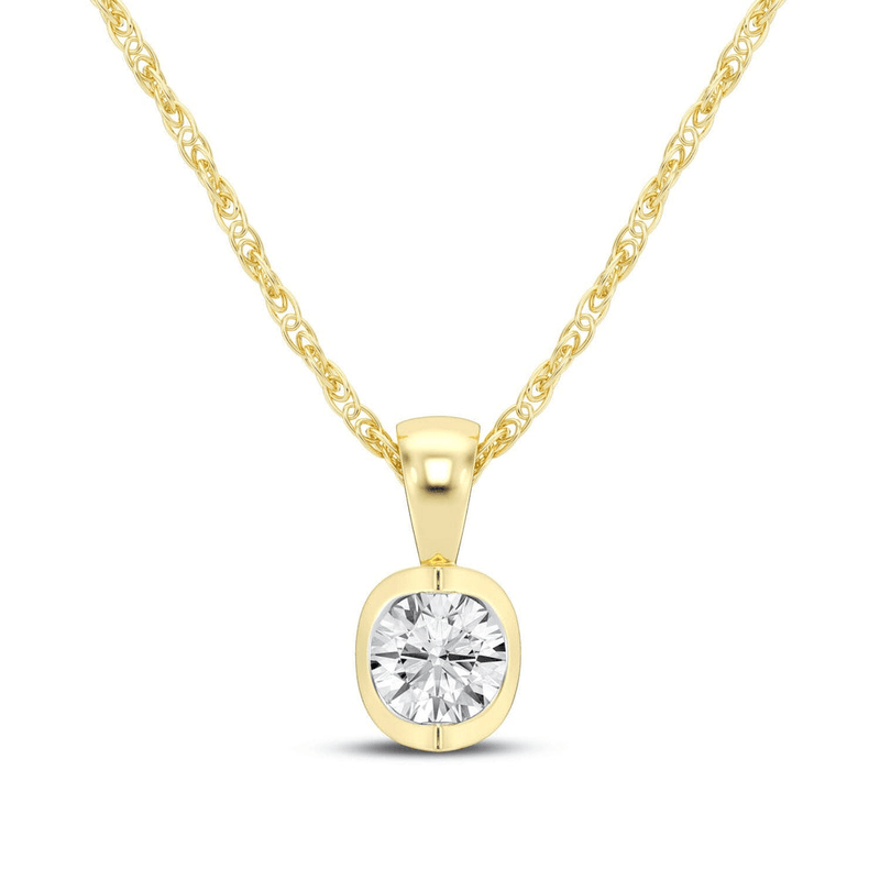 Meera Fancy Bezel Necklace with 0.40ct Solitaire Laboratory Grown Diamond in 9ct Yellow Gold Bevilles Jewellers 