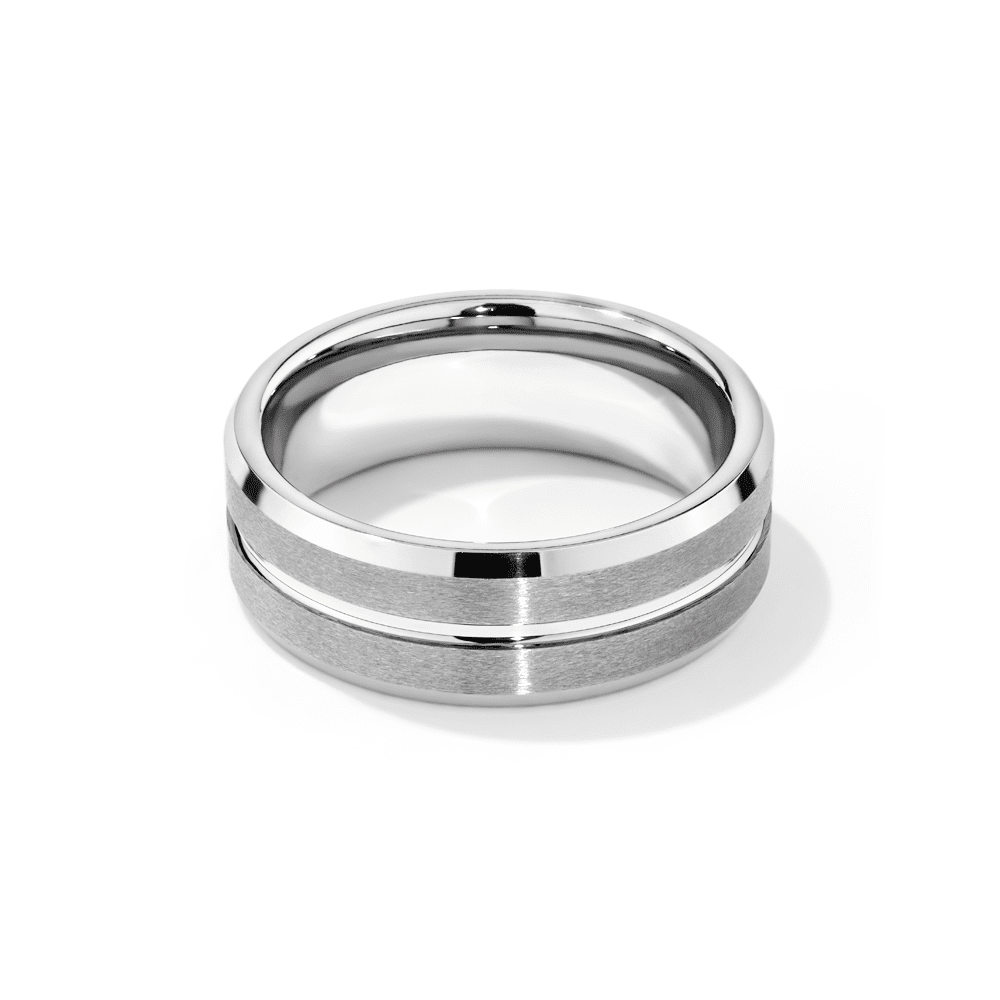 Stanton Made for Men 8mm Tungsten Polished Centre Ring Rings Bevilles 