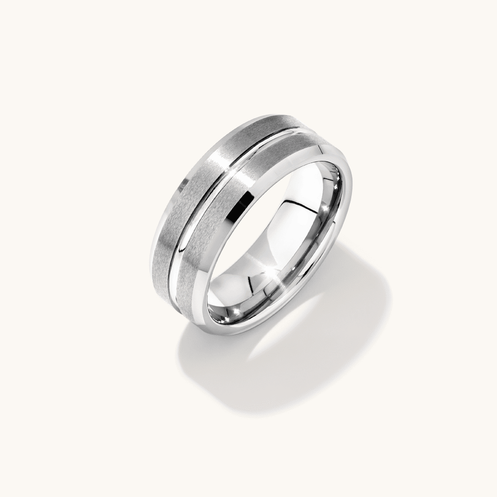 Stanton Made for Men 8mm Tungsten Polished Centre Ring Rings Bevilles 