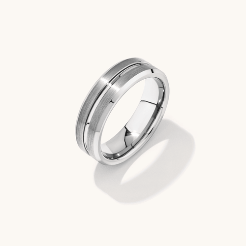 Stanton Made for Men 8mm Brushed Tungsten Polished Centre Ring Rings Bevilles 