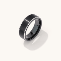 Stanton Made for Men 8mm Tungsten with Black Centre Ring Rings Bevilles 