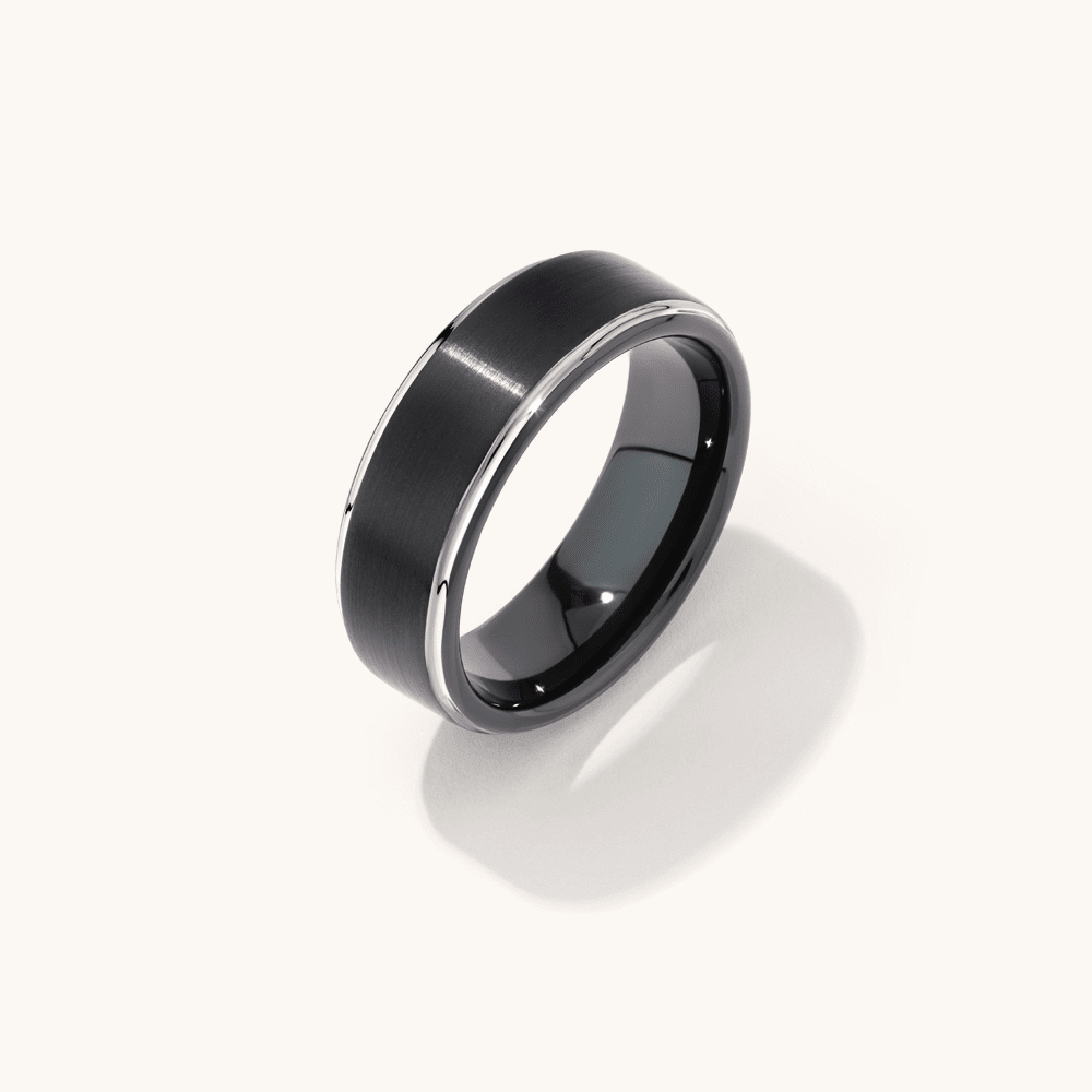 Stanton Made for Men 8mm Tungsten with Black Centre Ring Rings Bevilles 