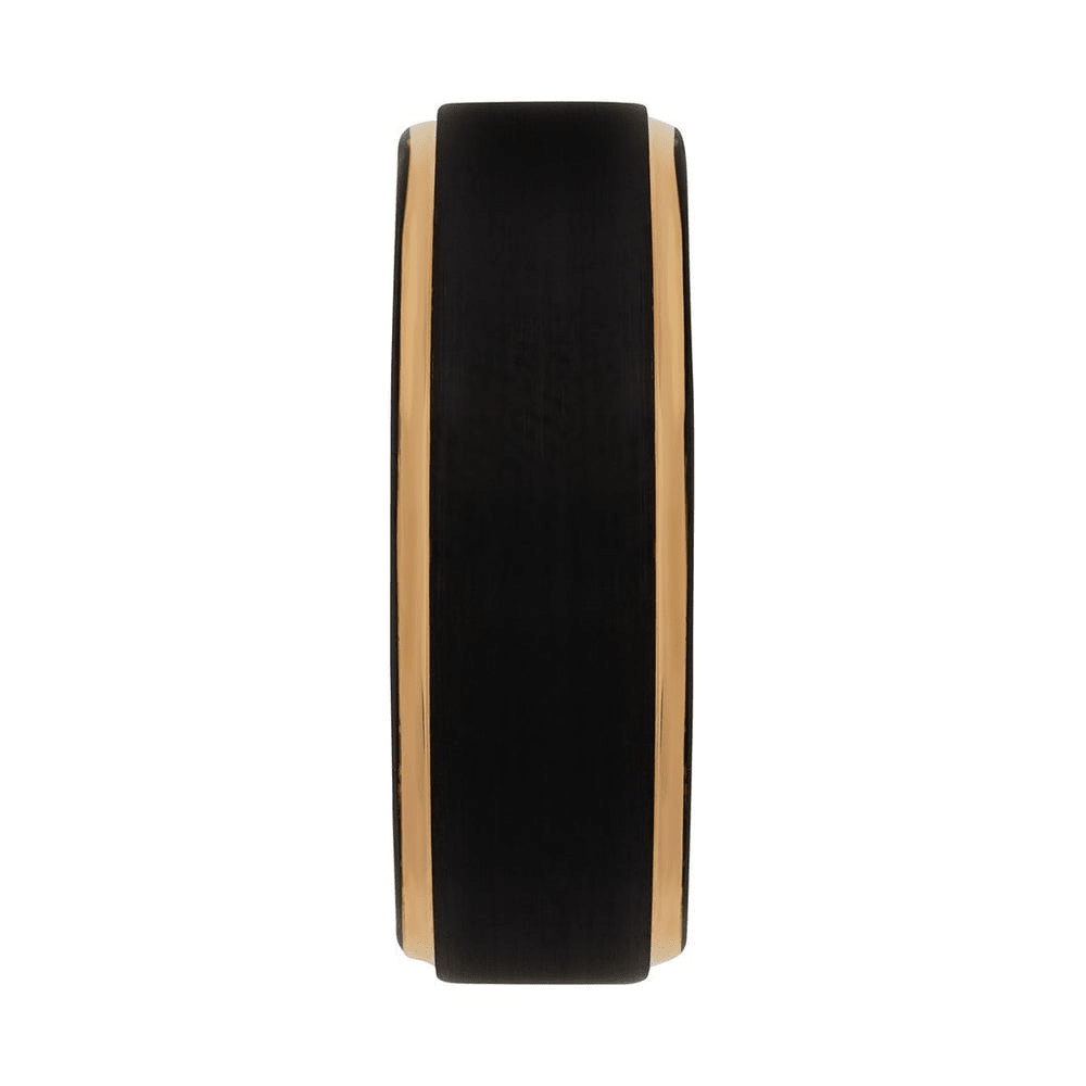 Stanton Made for Men 8mm Black and Rose Gold Ring Rings Bevilles 