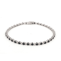 18cm Diamond Set Black and White Created Sapphire Tennis Bracelet in Sterling Silver Bracelets Bevilles 
