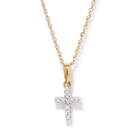 45cm Children's Diamond Cross Necklace in 9kt Yellow Gold Pendants Bevilles 