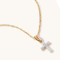 45cm Children's Diamond Cross Necklace in 9kt Yellow Gold Pendants Bevilles 