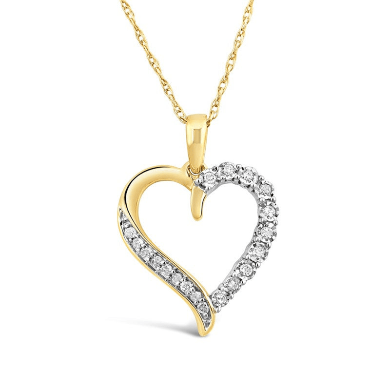 Heart Necklace with 0.10ct of Diamonds in 9ct Yellow Gold Bevilles Jewellers 