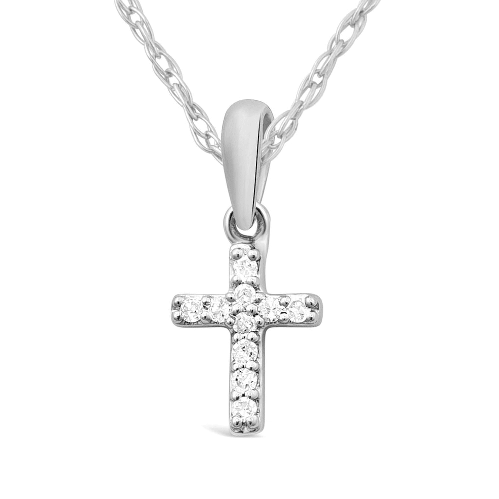 45cm Children's Diamond Cross Necklace in Sterling Silver Necklaces Bevilles 