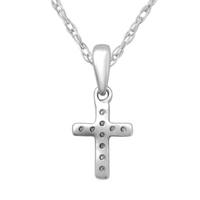 45cm Children's Diamond Cross Necklace in Sterling Silver Necklaces Bevilles 