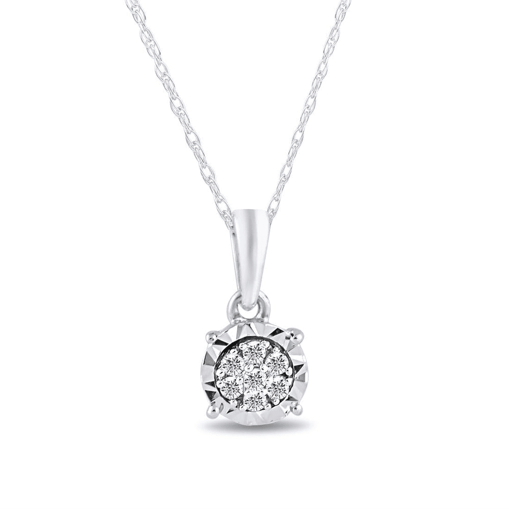 Miracle Halo Diamond Composite Necklace in 9ct White Gold Bevilles Jewellers 