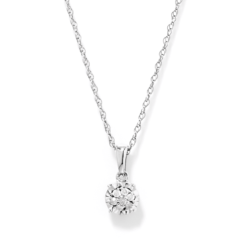 45cm Miracle Diamond Set Composite Necklace in 9kt White Gold Pendants Bevilles 