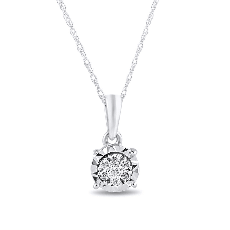 Miracle Halo Diamond Composite Necklace in 9ct White Gold Bevilles Jewellers 