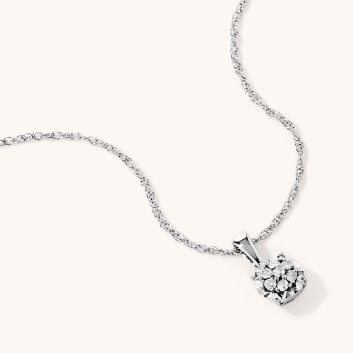 45cm Miracle Diamond Set Composite Necklace in 9kt White Gold Pendants Bevilles 