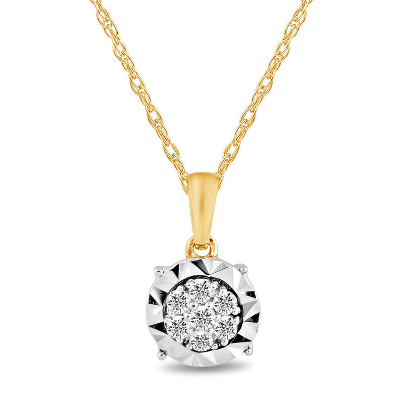 Tia Miracle Halo Necklace with 0.10ct of Diamonds in 9ct Yellow Gold Bevilles Jewellers 