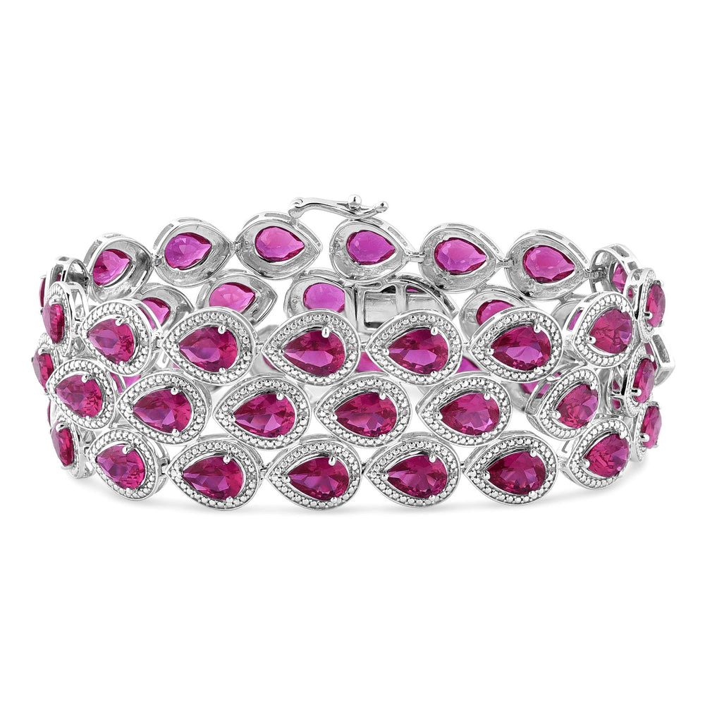 18cm Created Ruby Multi-Row Bracelet with 0.10tw of Diamonds in Sterling Silver Bracelets Bevilles 