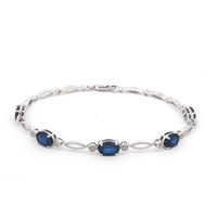 18cm Mirage Diamond Set Created Sapphire Bracelet in Sterling Silver Bracelets Bevilles 
