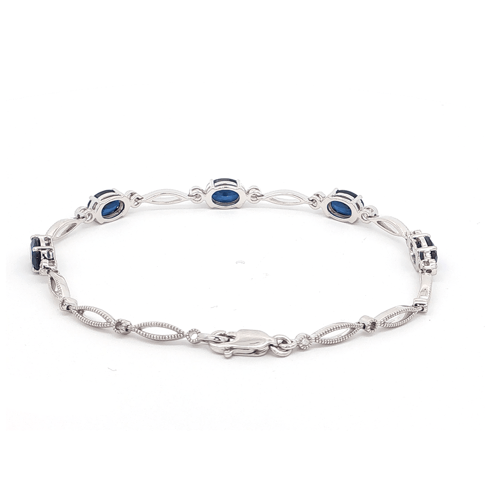 18cm Mirage Diamond Set Created Sapphire Bracelet in Sterling Silver Bracelets Bevilles 