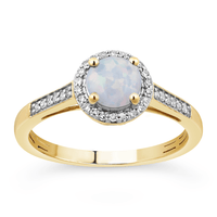 Created Opal & Diamond Ring in 9kt Yellow Gold Rings Bevilles 