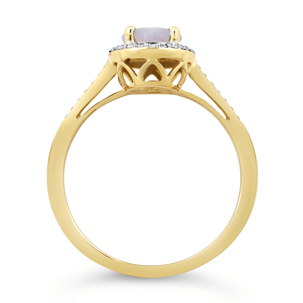 Created Opal & Diamond Ring in 9kt Yellow Gold Rings Bevilles 