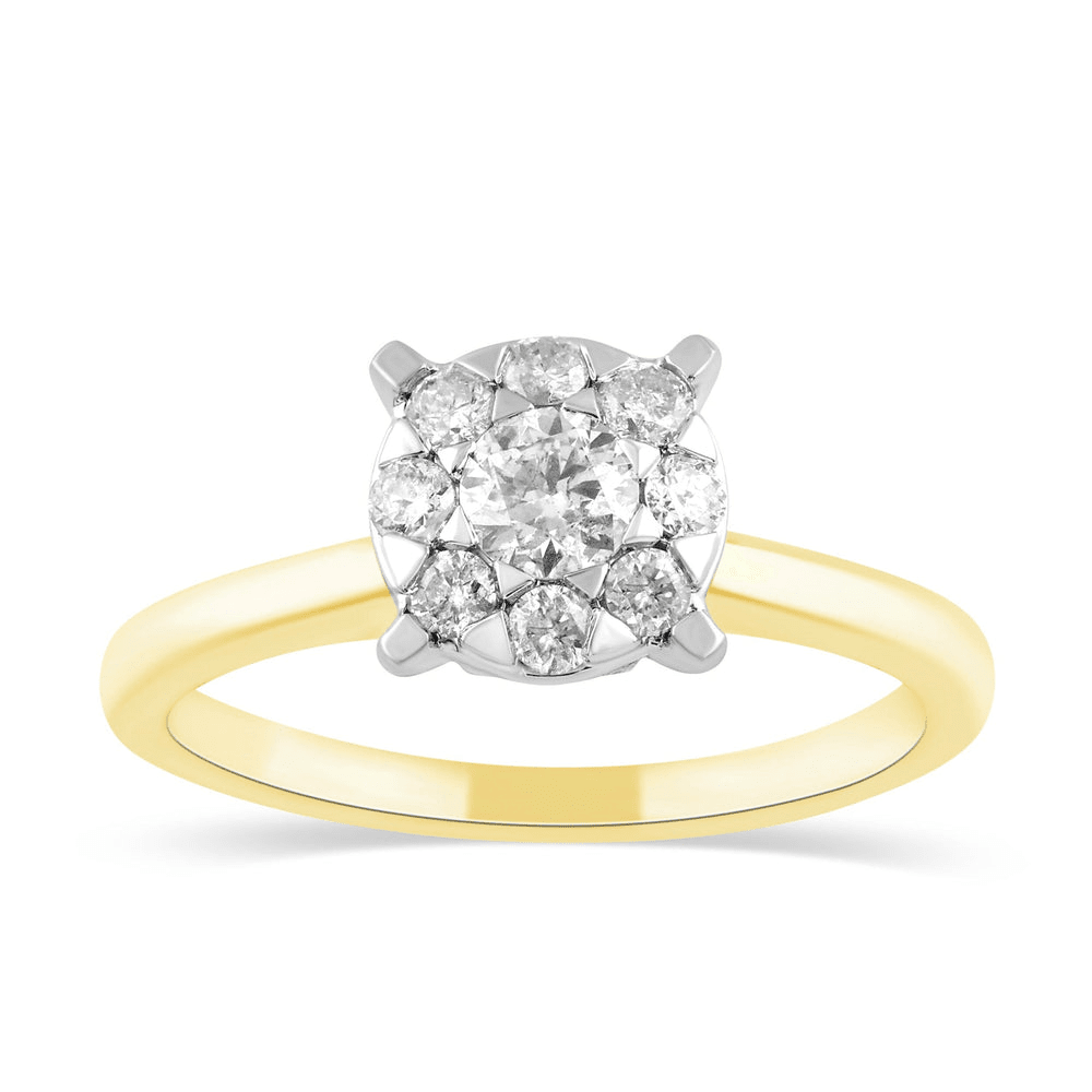 Solitaire Look Diamond Ring with 0.50tw of Diamonds in 9kt Yellow Gold Rings Bevilles 