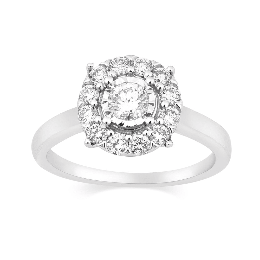 Meera Ring with 0.60ct of Laboratory Grown Diamonds in Sterling Silver and Platinum Rings Bevilles Jewellers 