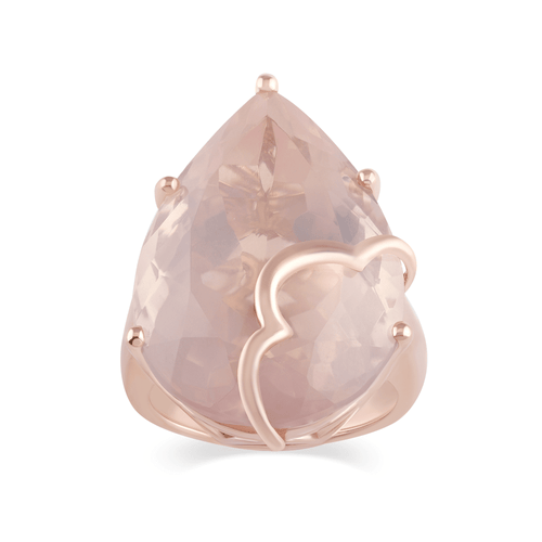 Pear Rose Quartz Ring in 9ct Rose Gold Rings Bevilles 