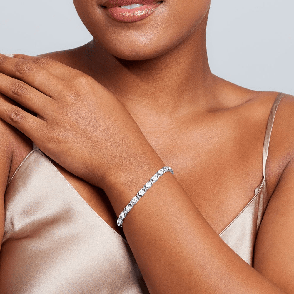 Brilliant X Link Bracelet with 1/4ct of Diamonds in Sterling Silver Bevilles Jewellers 